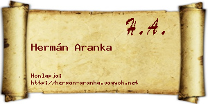 Hermán Aranka névjegykártya